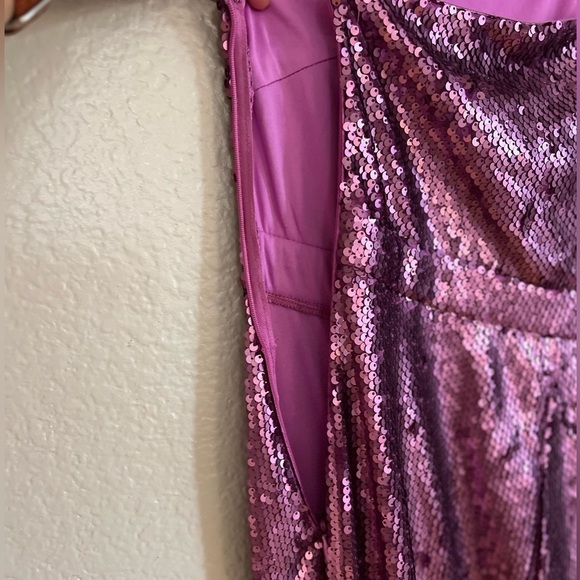 NWOT Prom Perfect Pink Sequin One-Shoulder Cutout Mermaid Maxi Dress - Picture 7 of 8